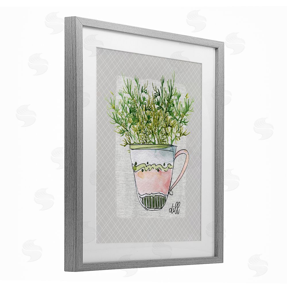 Livi Finn Dill Herb Mug Gray Framed Print Under Glass Wall Art