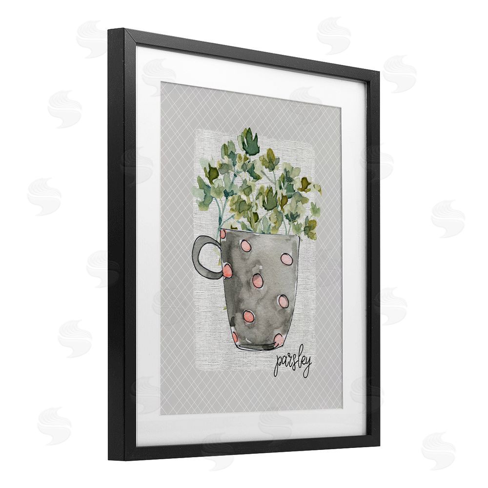 Livi Finn Parsley Herb Mug Black Framed Print Under Glass Wall Art