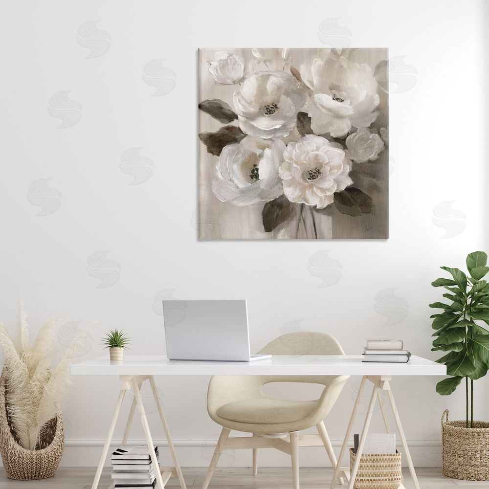 Nan Ivory Flower Bushel Stretched Canvas Wall Art in Room