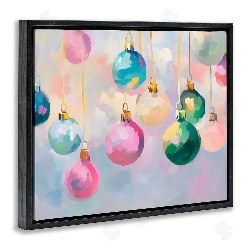 Arlington Prints Bright Pastel Ornaments Black Floating Frame Canvas Wall Art Print