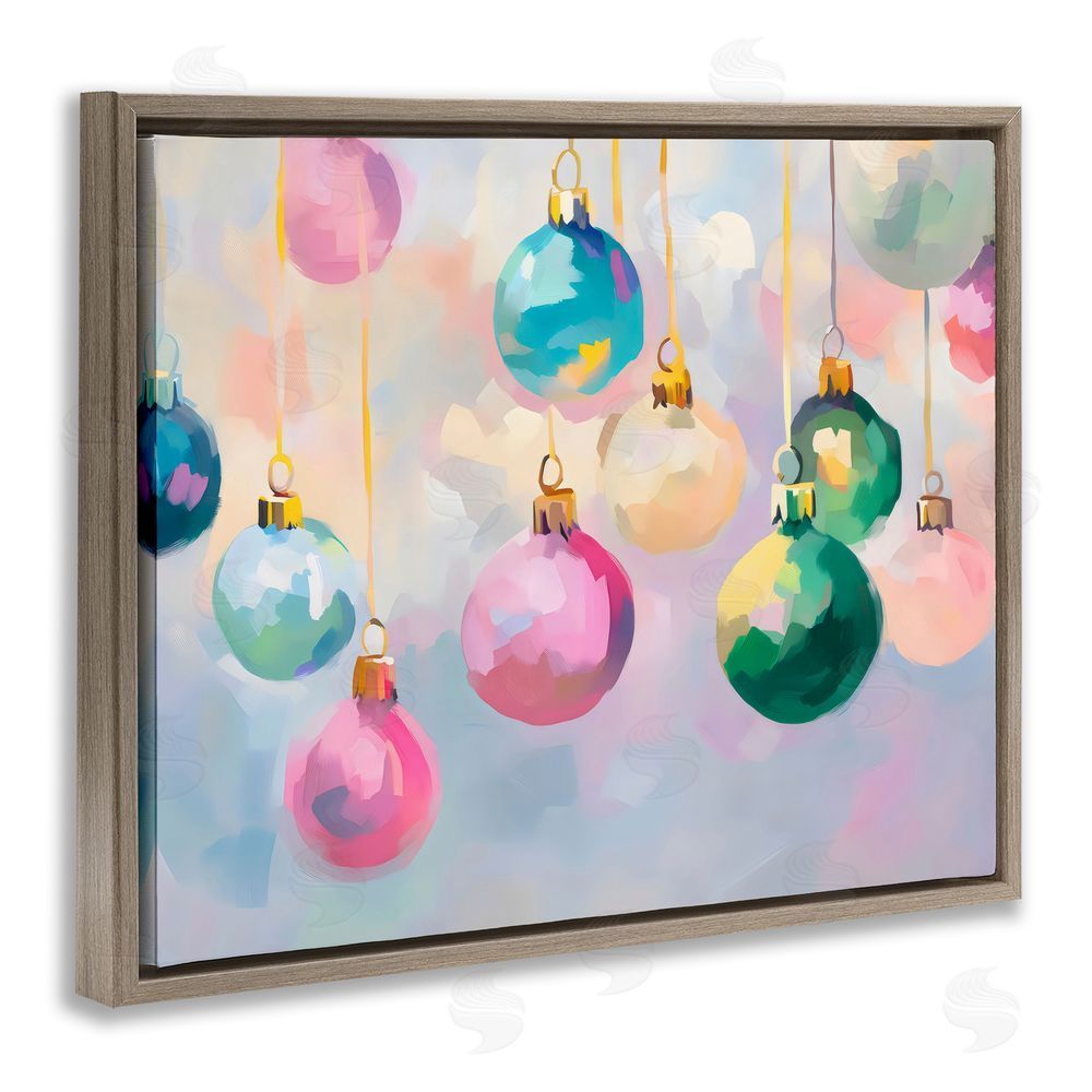 Arlington Prints Bright Pastel Ornaments Brown Floating Frame Canvas Wall Art Print