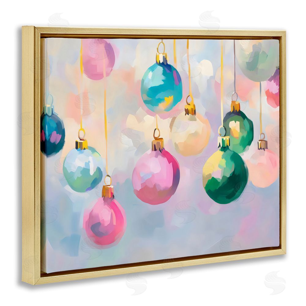 Arlington Prints Bright Pastel Ornaments Gold Floating Frame Canvas Wall Art Print