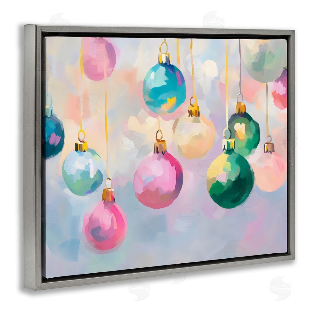 Arlington Prints Bright Pastel Ornaments Gray Floating Frame Canvas Wall Art Print