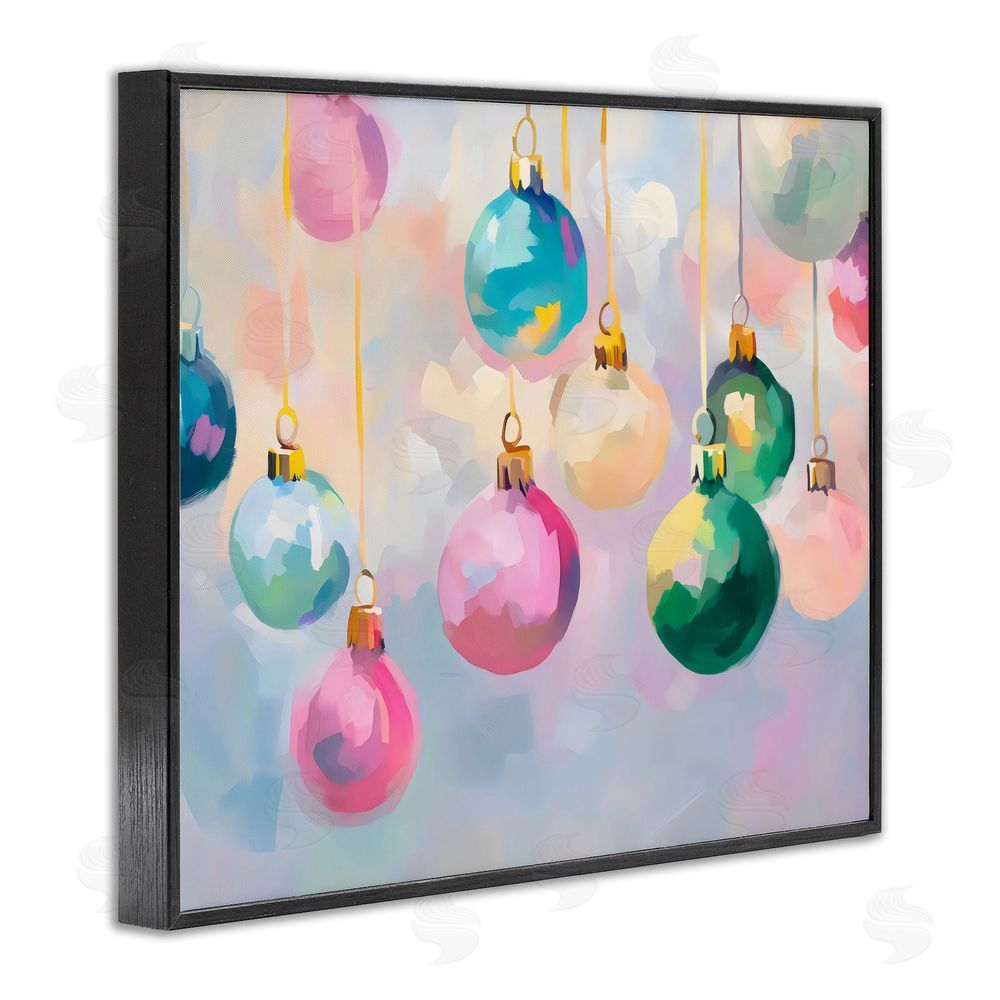Arlington Prints Bright Pastel Ornaments Black Framed Giclee Wall Art Print