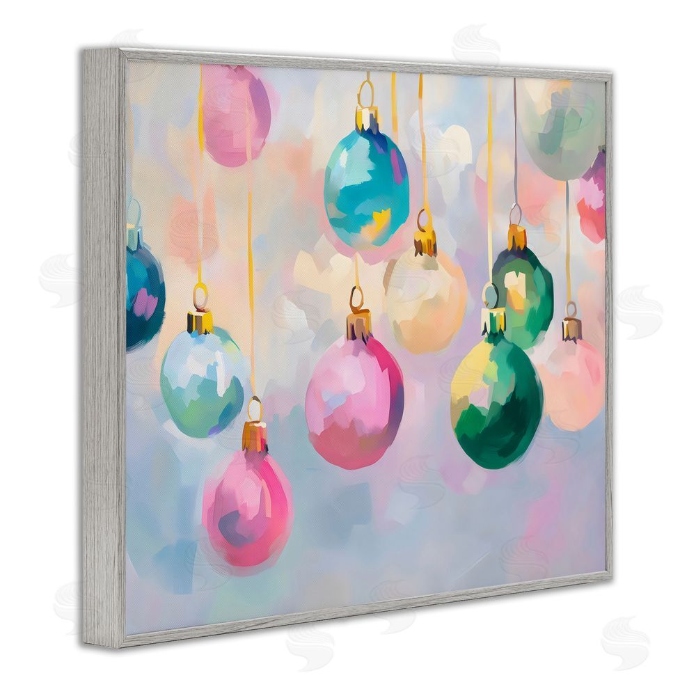Arlington Prints Bright Pastel Ornaments Gray Framed Giclee Wall Art Print