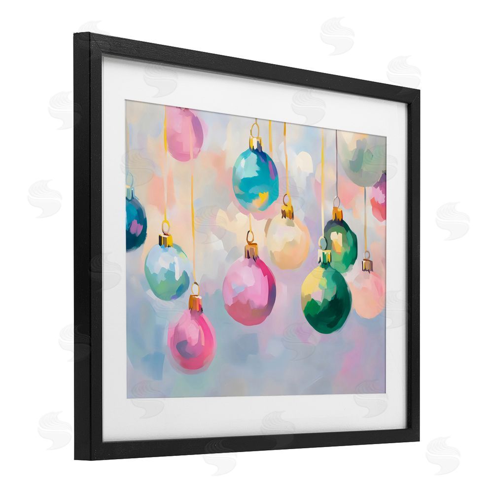 Arlington Prints Bright Pastel Ornaments Black Framed Print Under Glass with White Mat Wall Art
