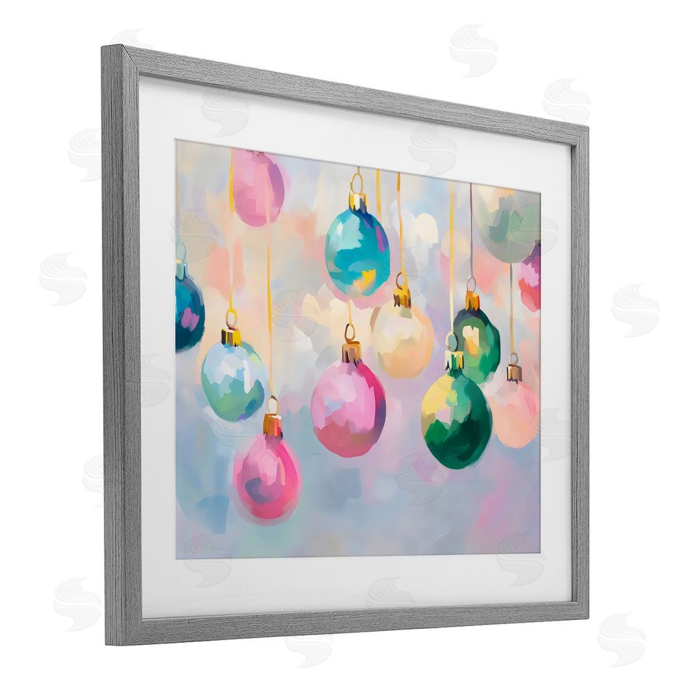 Arlington Prints Bright Pastel Ornaments Gray Framed Print Under Glass with White Mat Wall Art