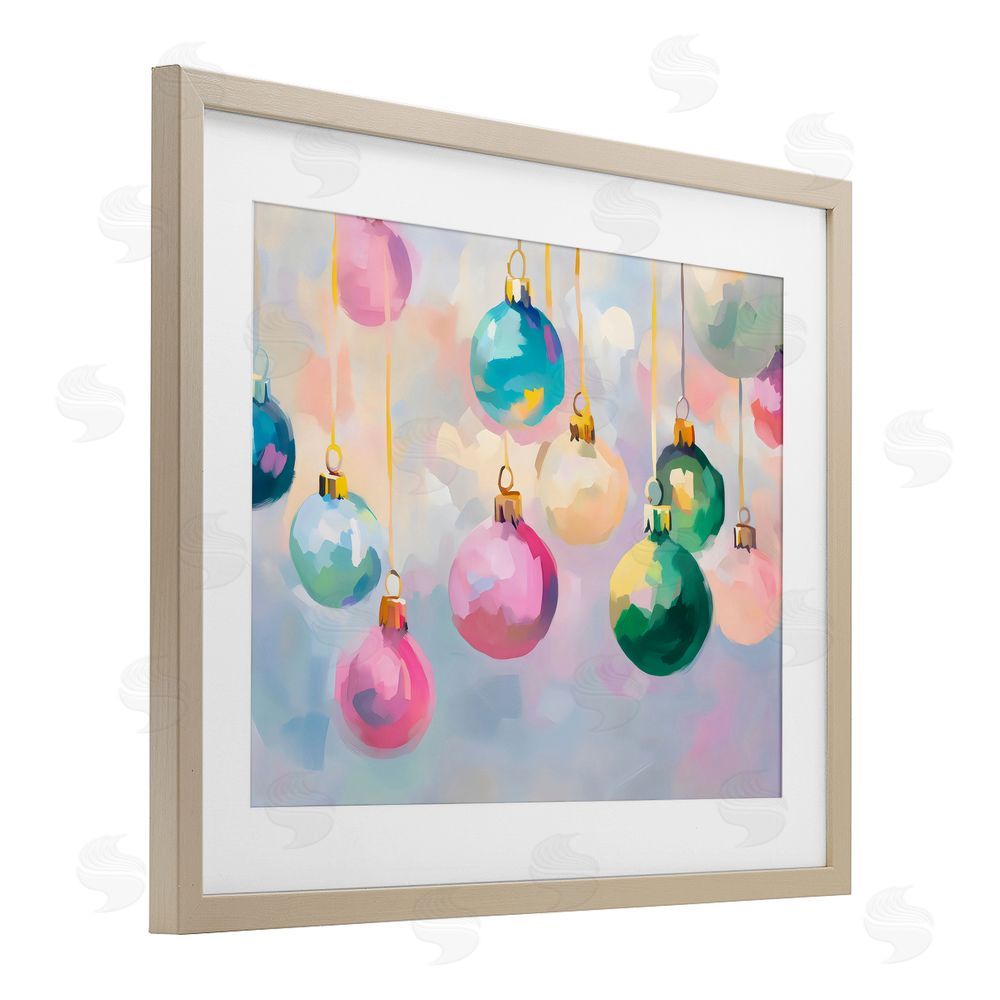 Arlington Prints Bright Pastel Ornaments Birch Framed Print Under Glass with White Mat Wall Art