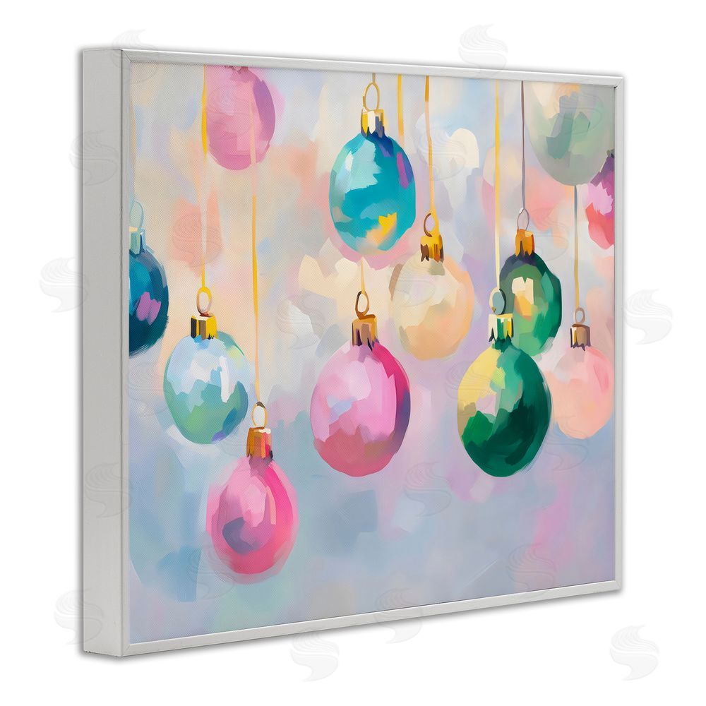 Arlington Prints Bright Pastel Ornaments White Framed Giclee Wall Art Print