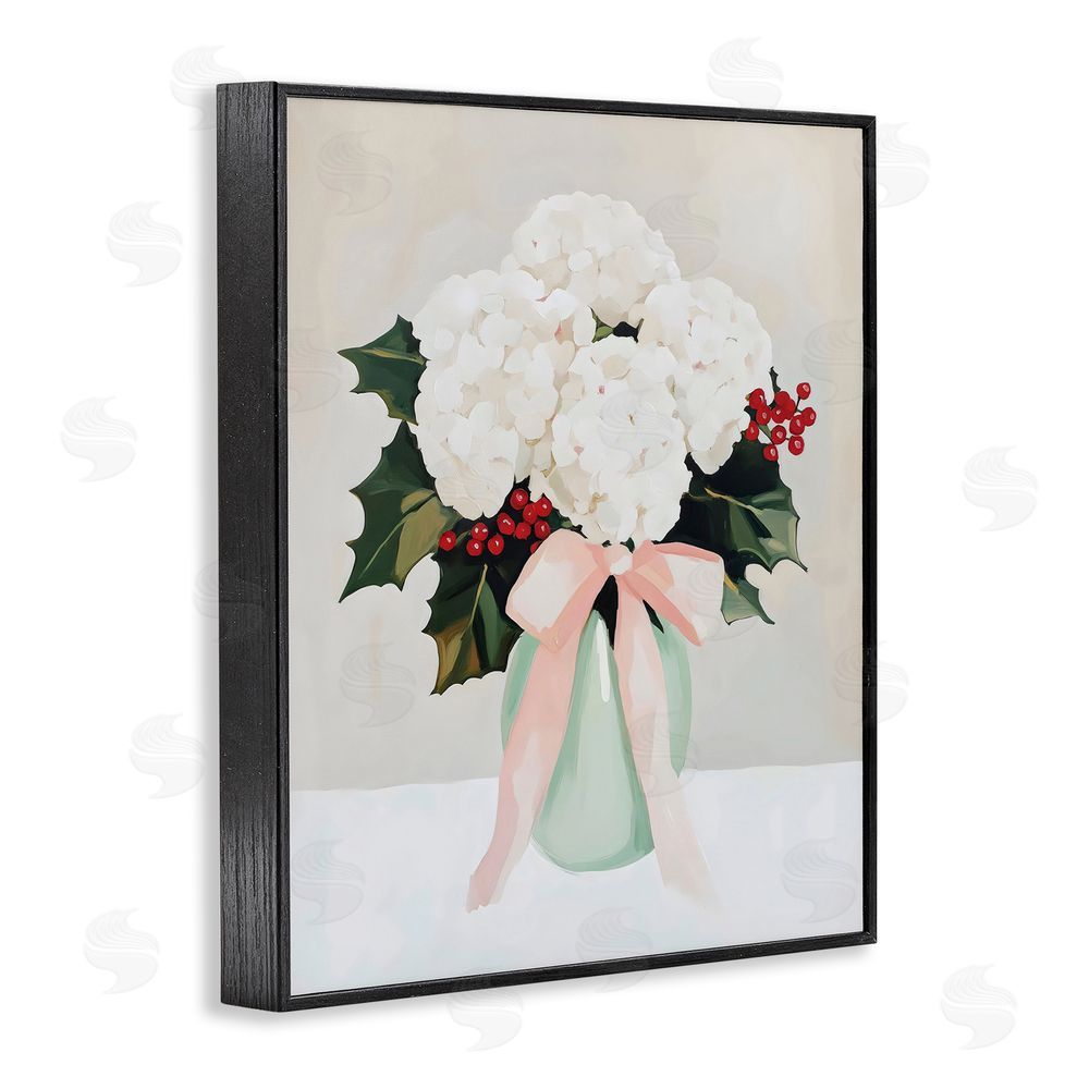 Arlington Prints Christmas Hydrangea Blooms Black Framed Giclee Wall Art Print