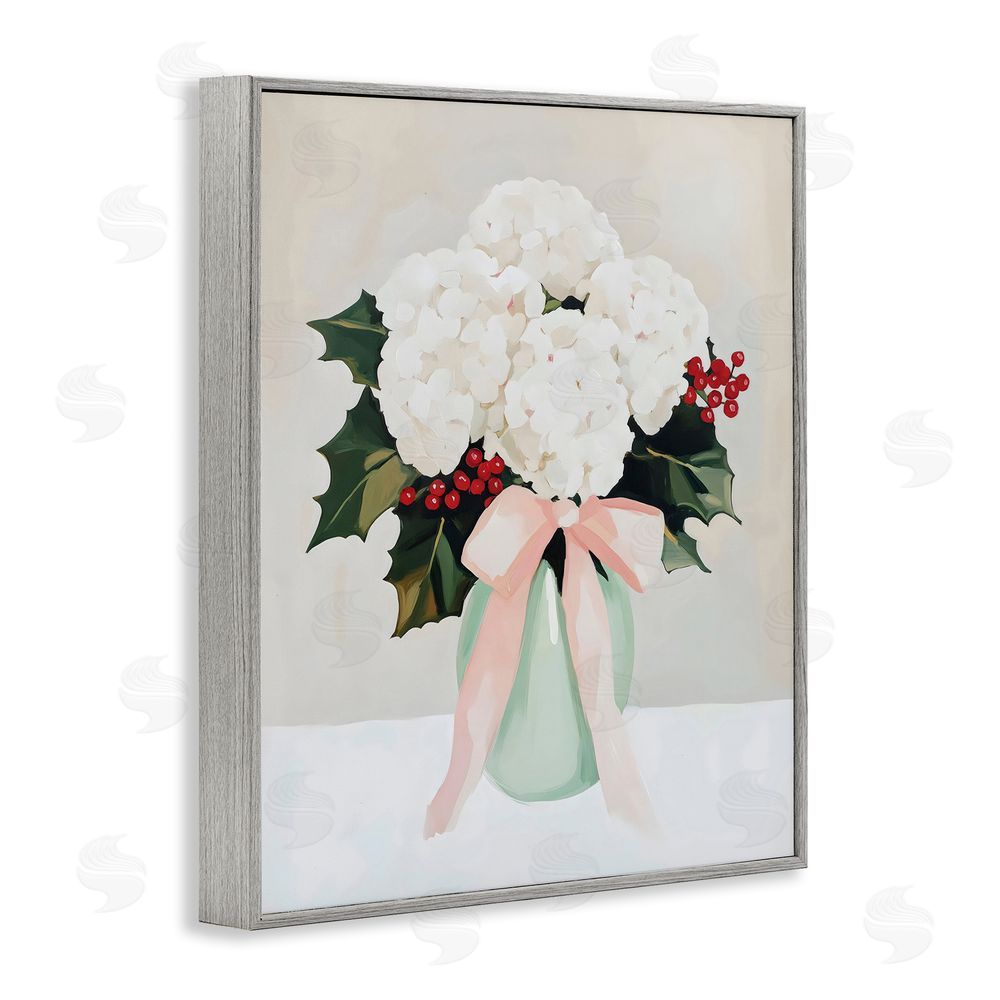 Arlington Prints Christmas Hydrangea Blooms Gray Framed Giclee Wall Art Print
