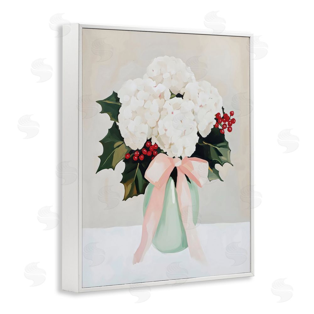 Arlington Prints Christmas Hydrangea Blooms White Framed Giclee Wall Art Print