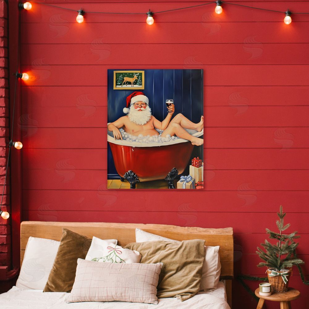 Arlington Prints Joyful Bathtub Santa Canvas Art on Wall