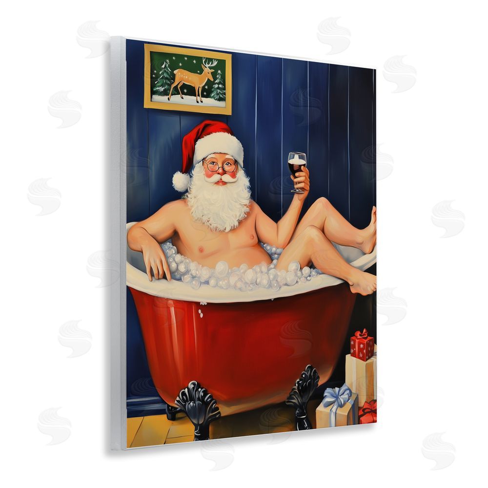 Arlington Prints Joyful Bathtub Santa Wall Plaque Art Print
