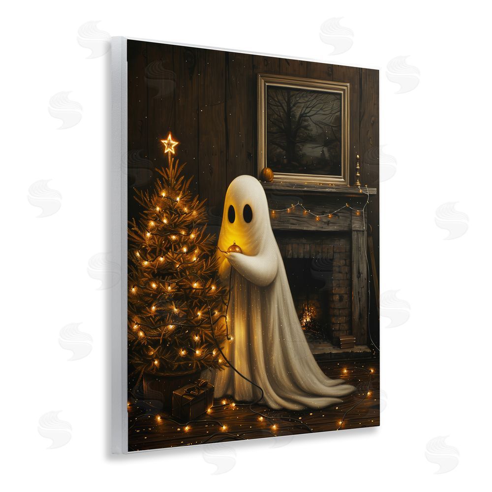 Arlington Prints Christmas Ghost Hanging Lights Wall Plaque Art Print