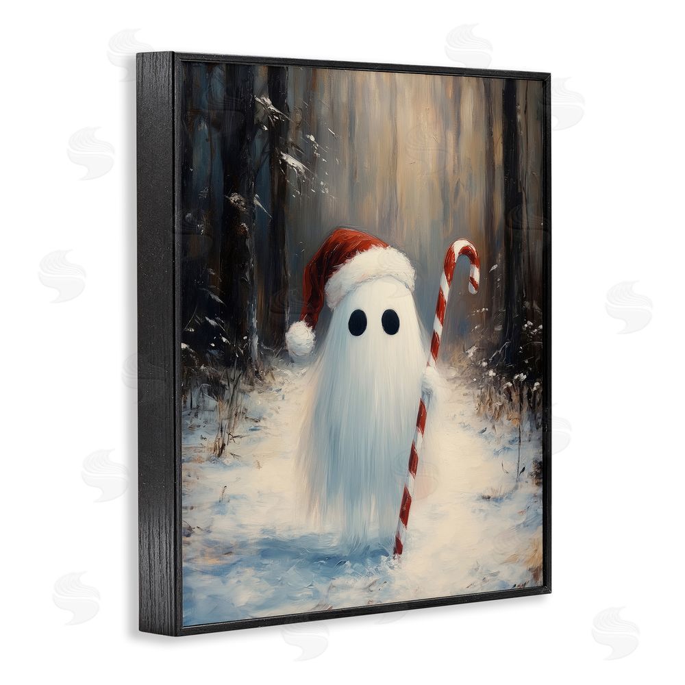 Arlington Prints Candy Cane Forest Ghost Black Framed Giclee Wall Art Print