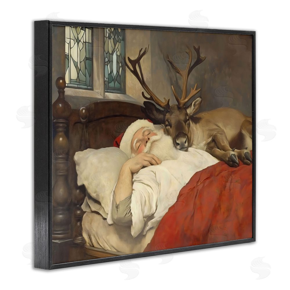 Arlington Prints Goodnight Santa & Reindeer Black Framed Giclee Wall Art Print