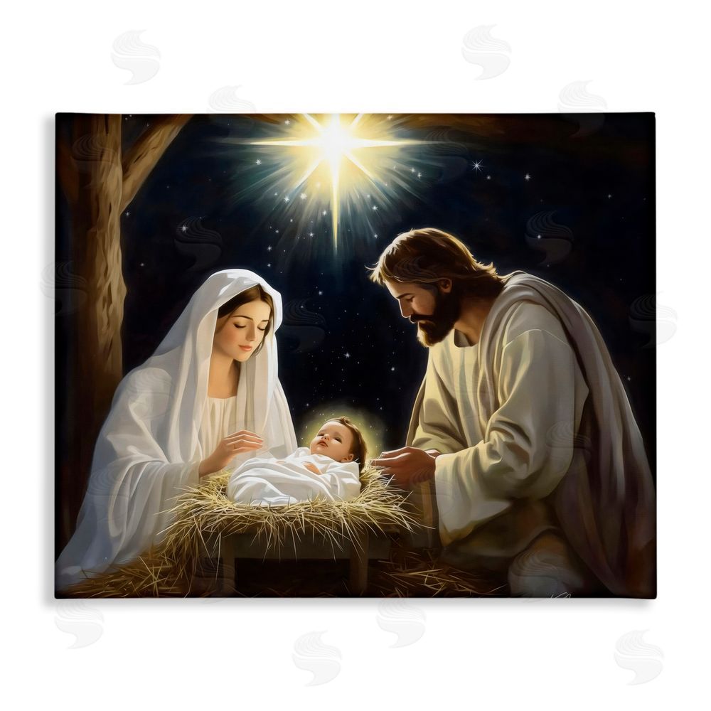 Arlington Prints Peaceful Night Nativity Scene Canvas Wall Art Print