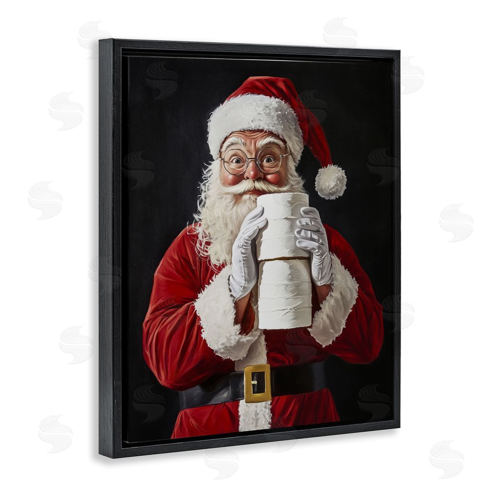 Arlington Prints Santa Has Your TP Black Floating Frame Canvas Wall Art Print