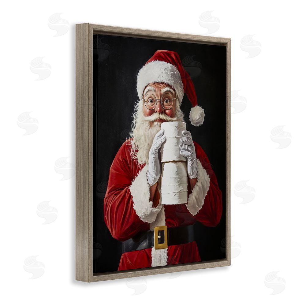 Arlington Prints Santa Has Your TP Brown Floating Frame Canvas Wall Art Print