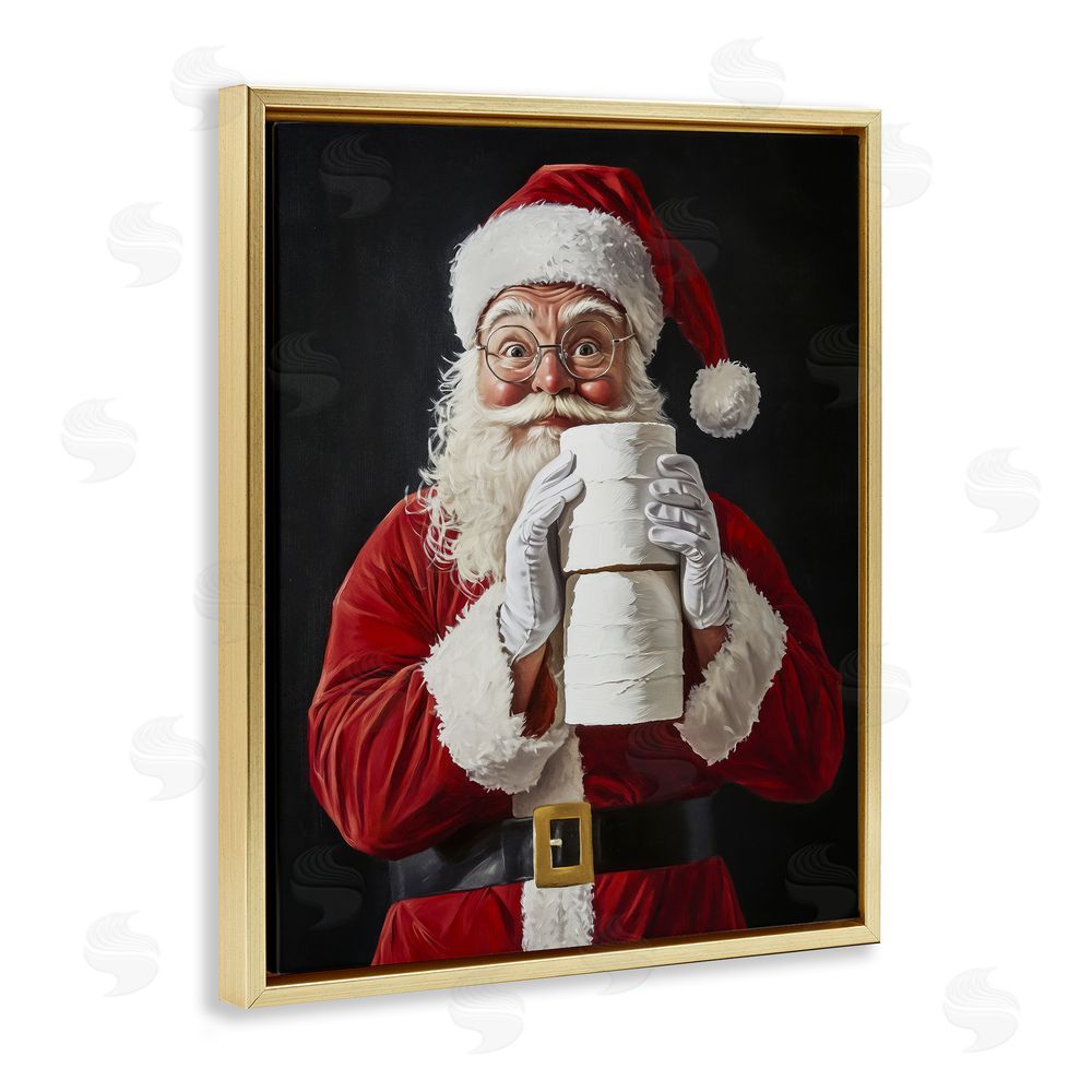 Arlington Prints Santa Has Your TP Gold Floating Frame Canvas Wall Art Print