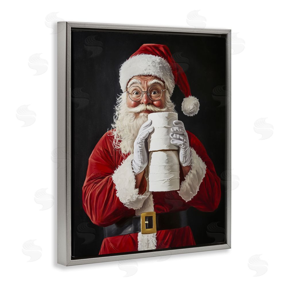 Arlington Prints Santa Has Your TP Gray Floating Frame Canvas Wall Art Print