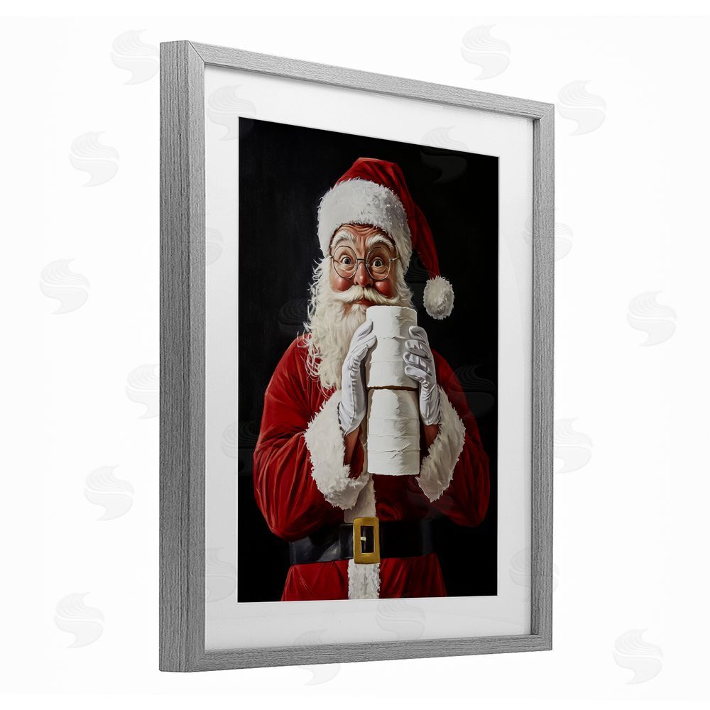 Arlington Prints Santa Has Your TP Gray Framed Print Under Glass with White Mat Wall Art
