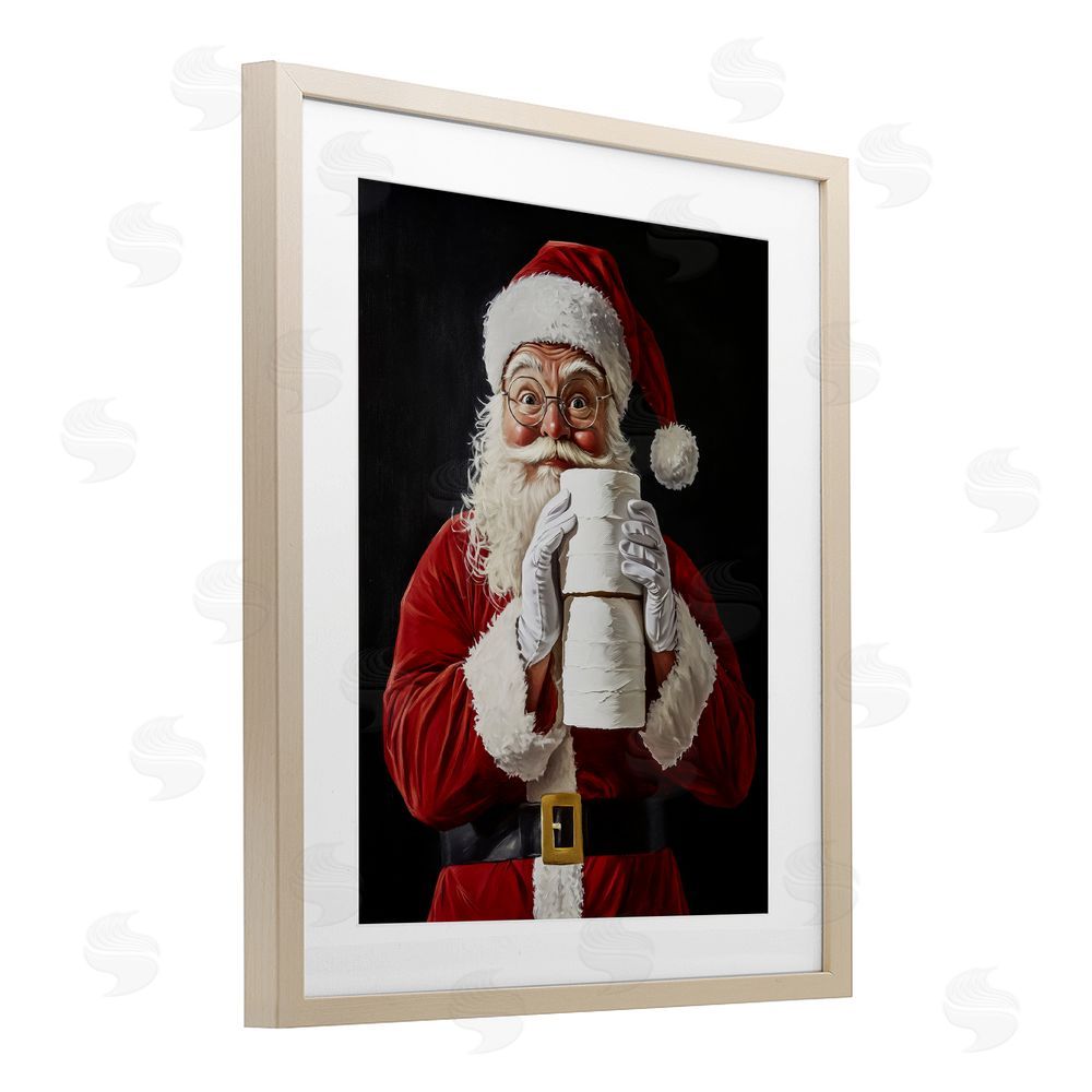Arlington Prints Santa Has Your TP Birch Framed Print Under Glass with White Mat Wall Art