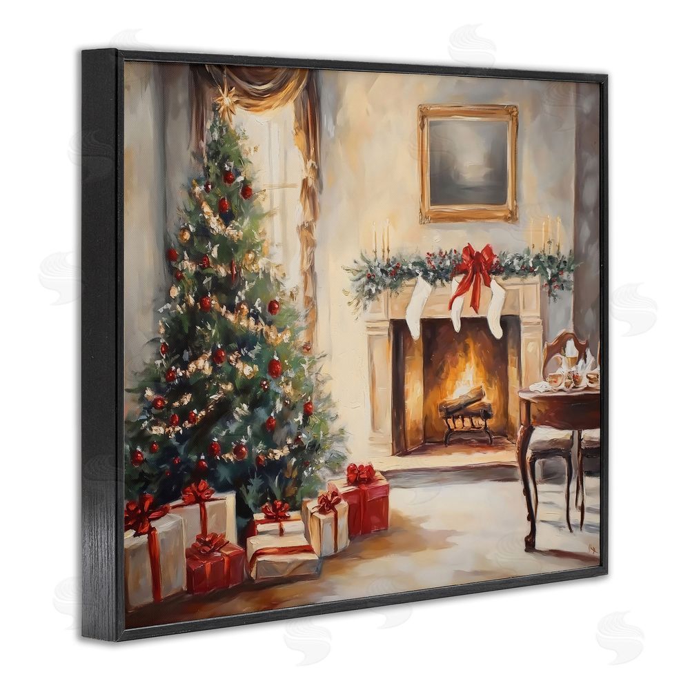Arlington Prints Vintage Christmas Tree Hearth Black Framed Giclee Wall Art Print