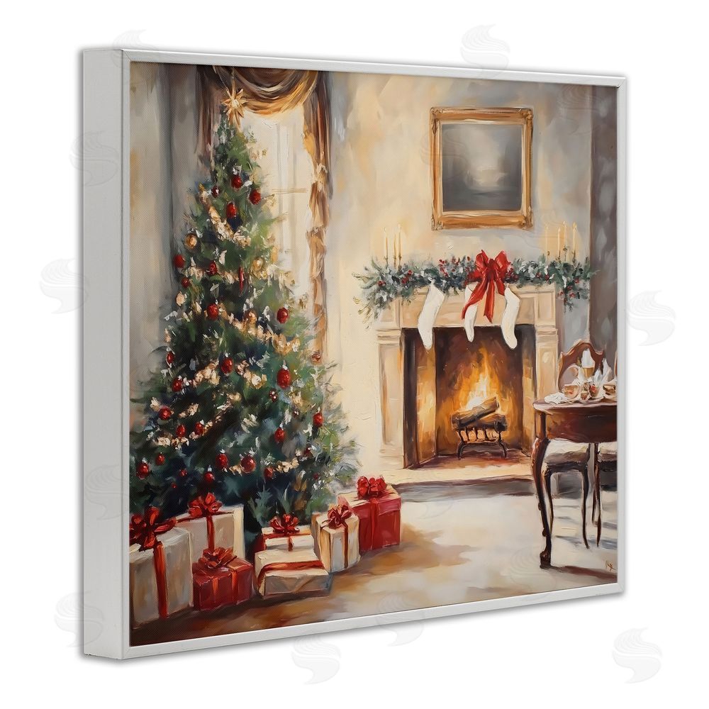 Arlington Prints Vintage Christmas Tree Hearth White Framed Giclee Wall Art Print