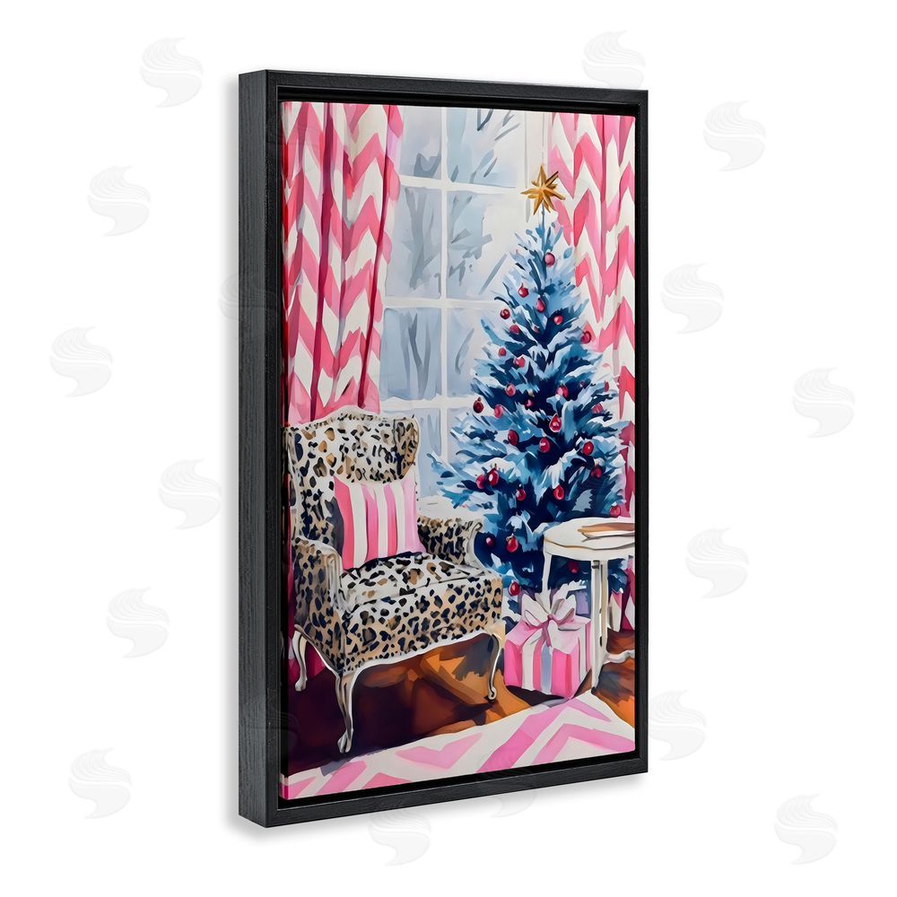 Arlington Prints Trendy Glam Christmas Black Floating Frame Canvas Wall Art Print