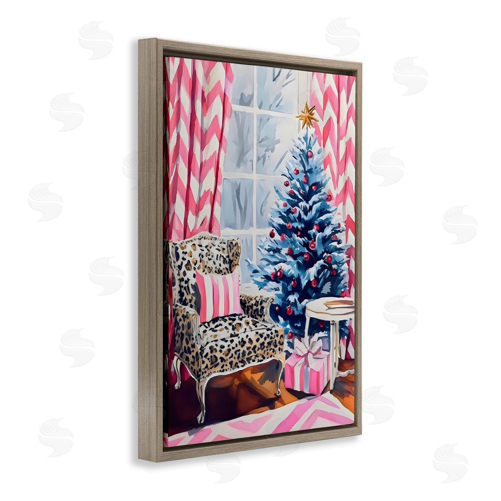 Arlington Prints Trendy Glam Christmas Brown Floating Frame Canvas Wall Art Print