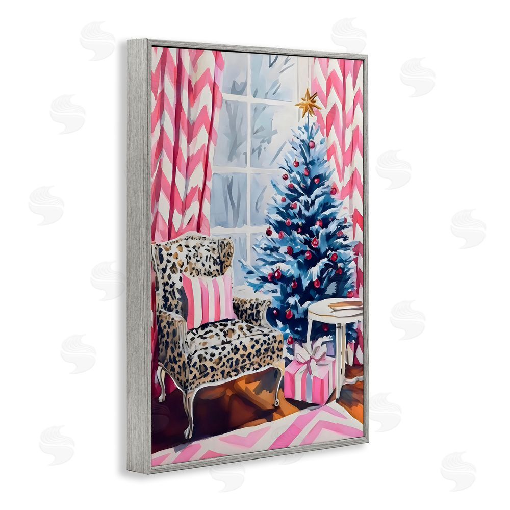 Arlington Prints Trendy Glam Christmas Gray Framed Giclee Wall Art Print
