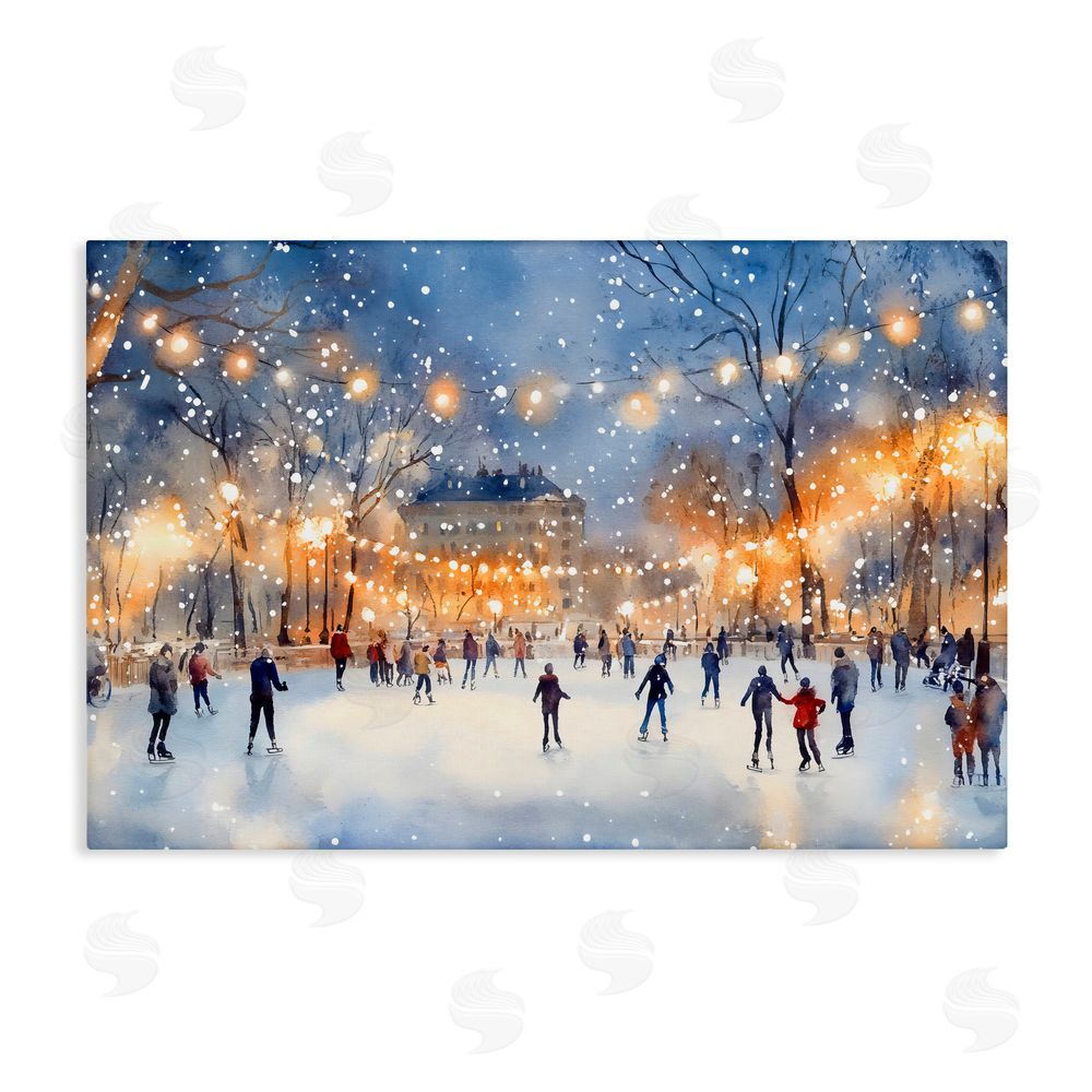 Creative Studio Ice Skating Under The Lights Canvas Wall Art Print