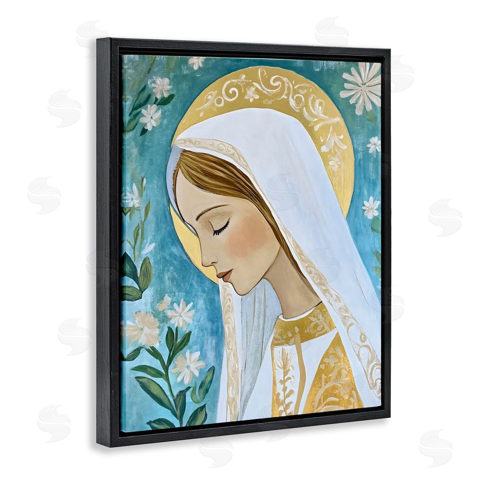 Franklyn Gregory Blessed Mary Portrait Black Floating Frame Canvas Wall Art Print