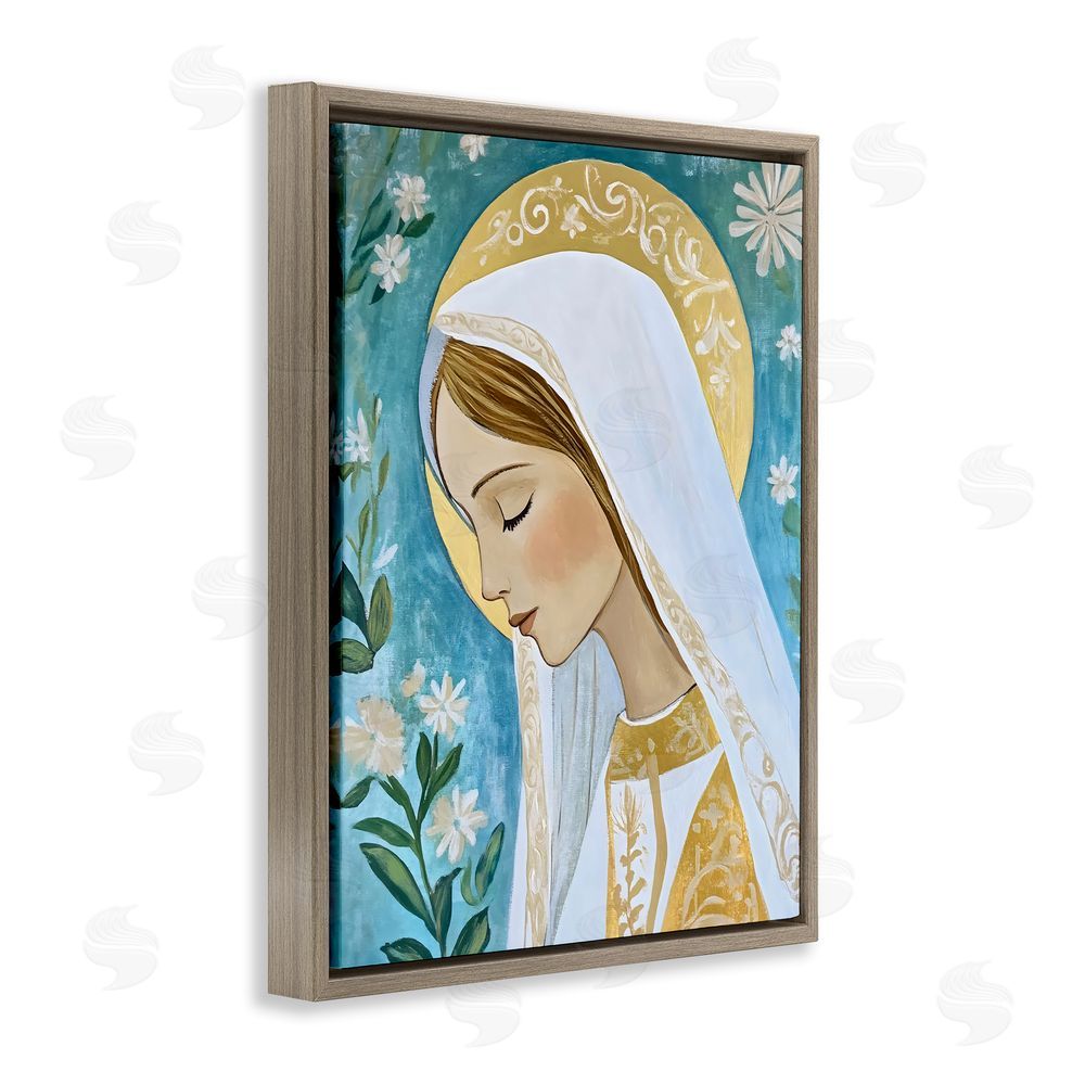 Franklyn Gregory Blessed Mary Portrait Brown Floating Frame Canvas Wall Art Print