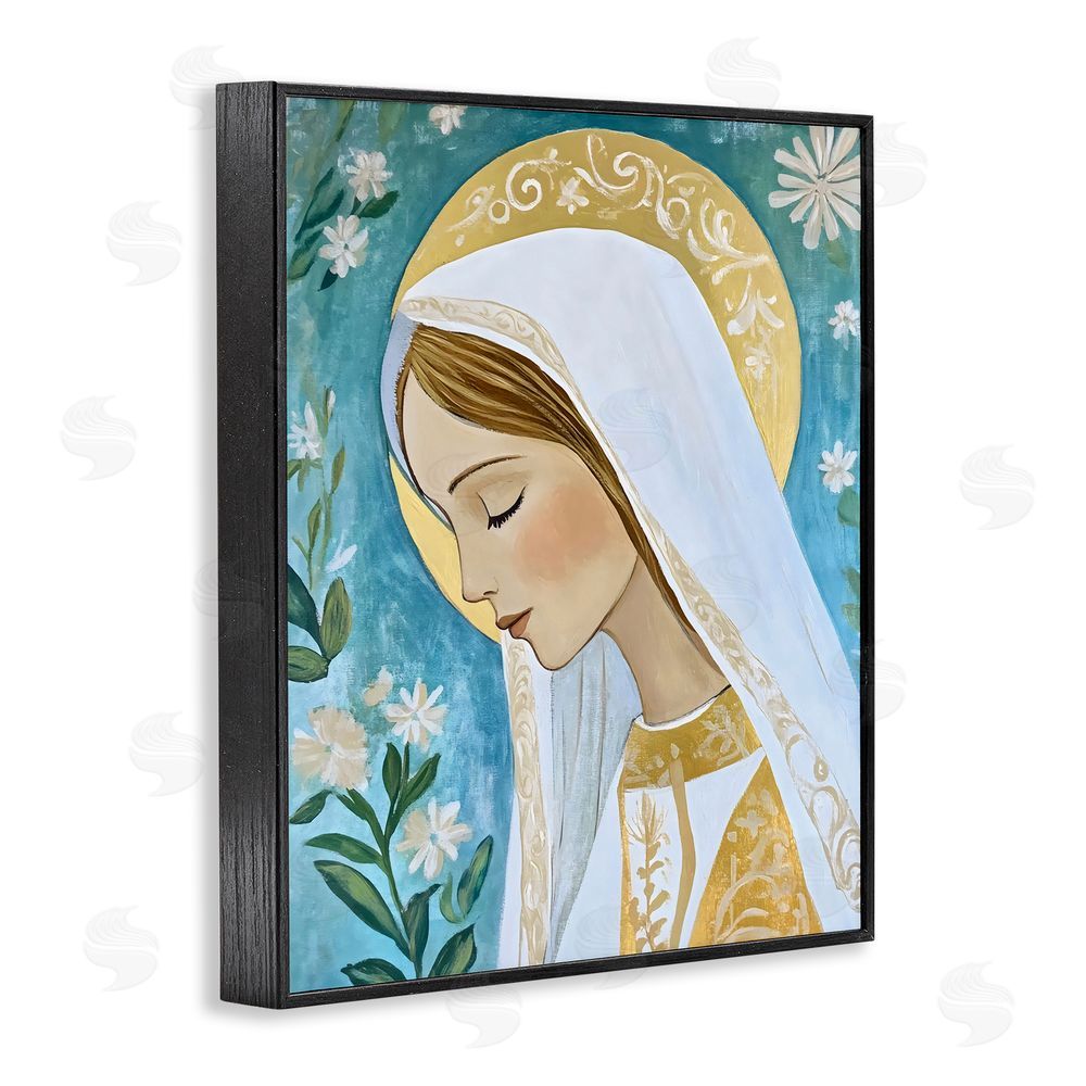 Franklyn Gregory Blessed Mary Portrait Black Framed Giclee Wall Art Print
