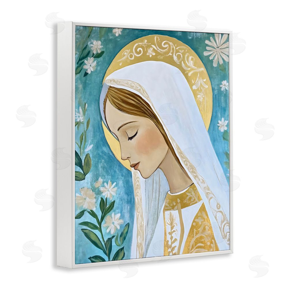 Franklyn Gregory Blessed Mary Portrait White Framed Giclee Wall Art Print