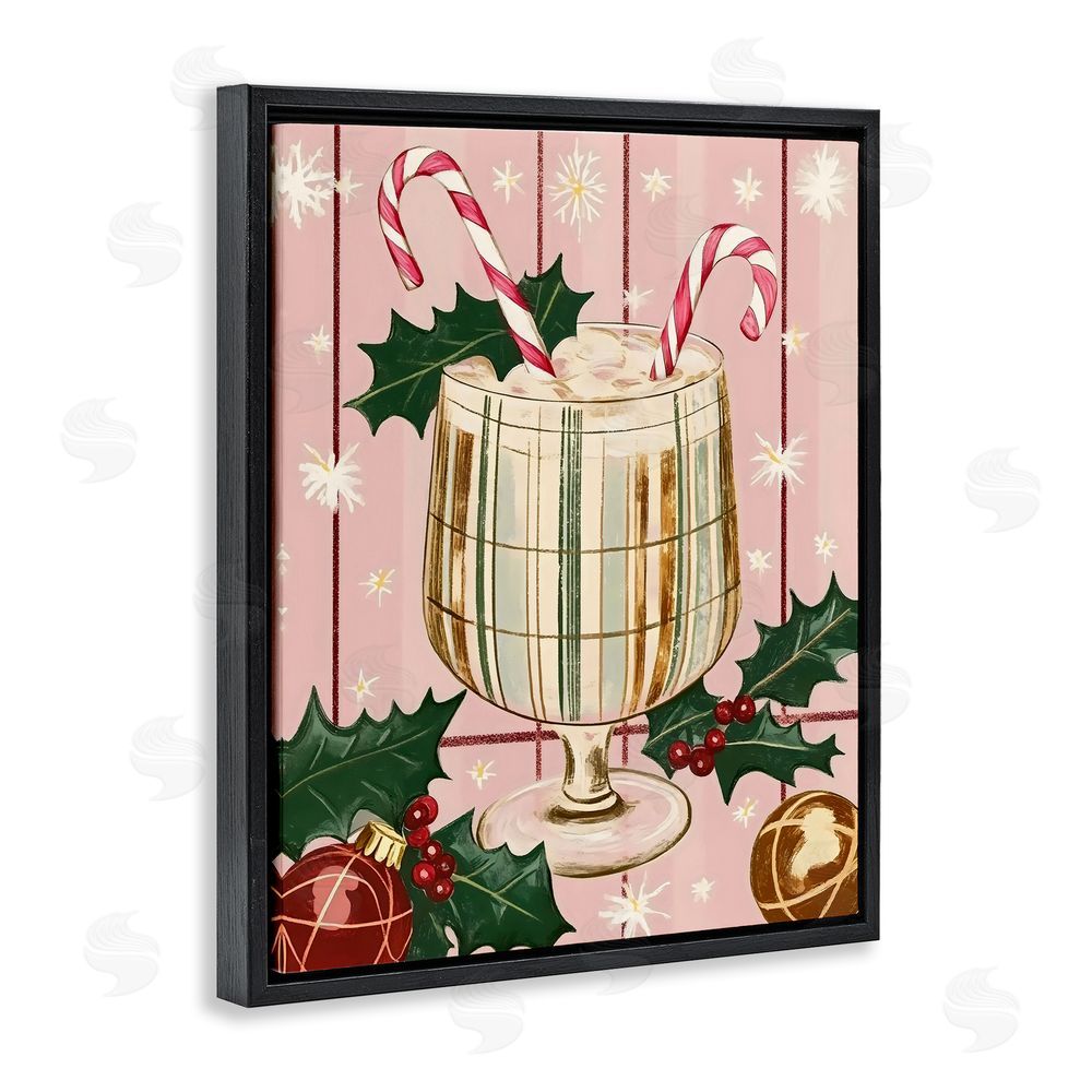 Franklyn Gregory Pastel Christmas Cocktail Black Floating Frame Canvas Wall Art Print