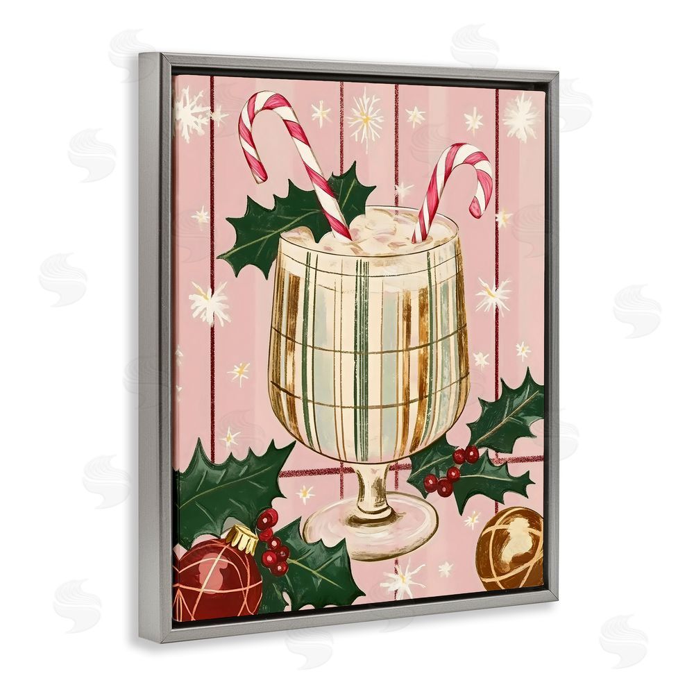 Franklyn Gregory Pastel Christmas Cocktail Gray Floating Frame Canvas Wall Art Print