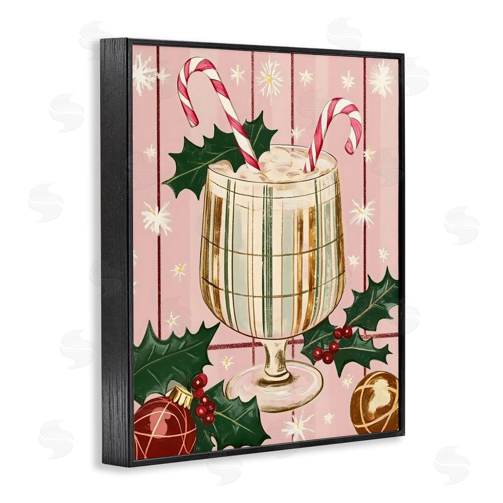 Franklyn Gregory Pastel Christmas Cocktail Black Framed Giclee Wall Art Print