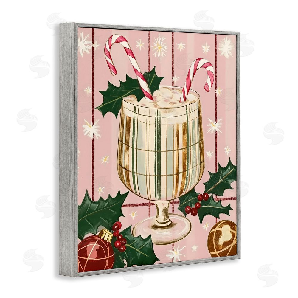 Franklyn Gregory Pastel Christmas Cocktail Gray Framed Giclee Wall Art Print