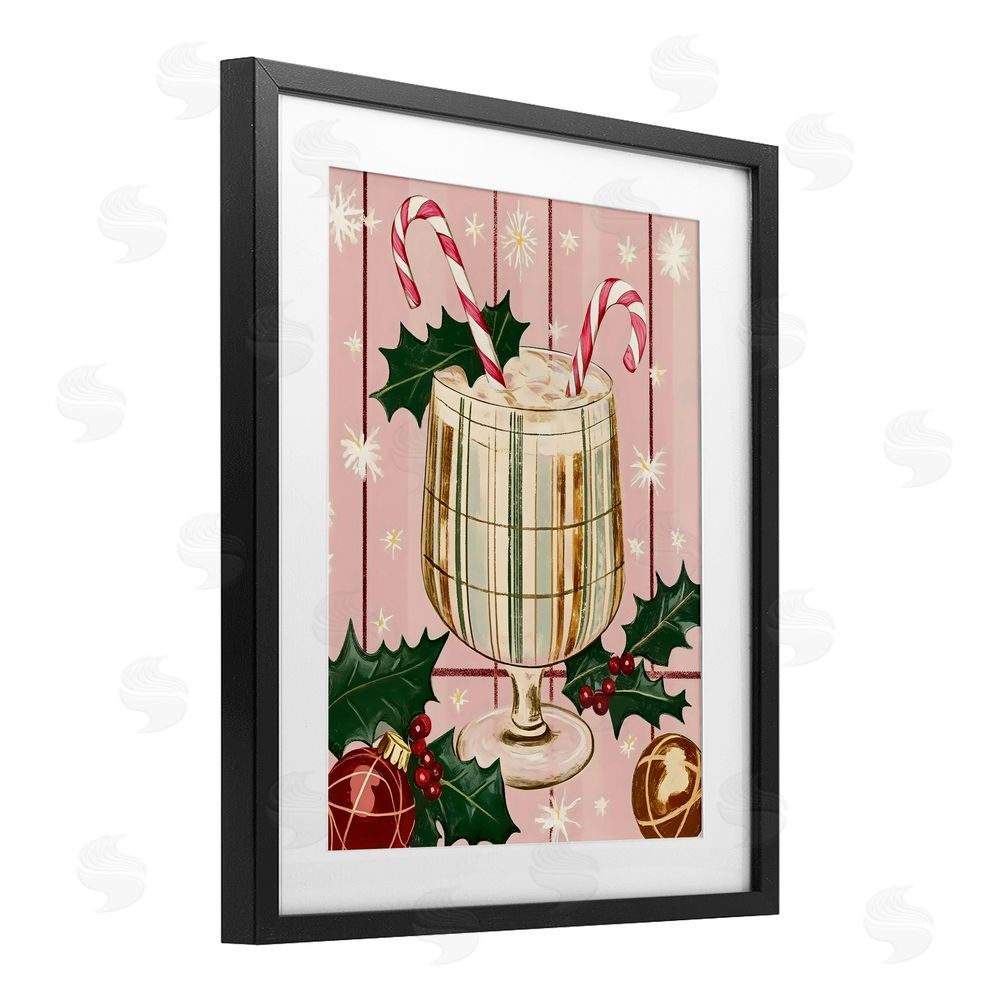 Franklyn Gregory Pastel Christmas Cocktail Black Framed Print Under Glass with White Mat Wall Art