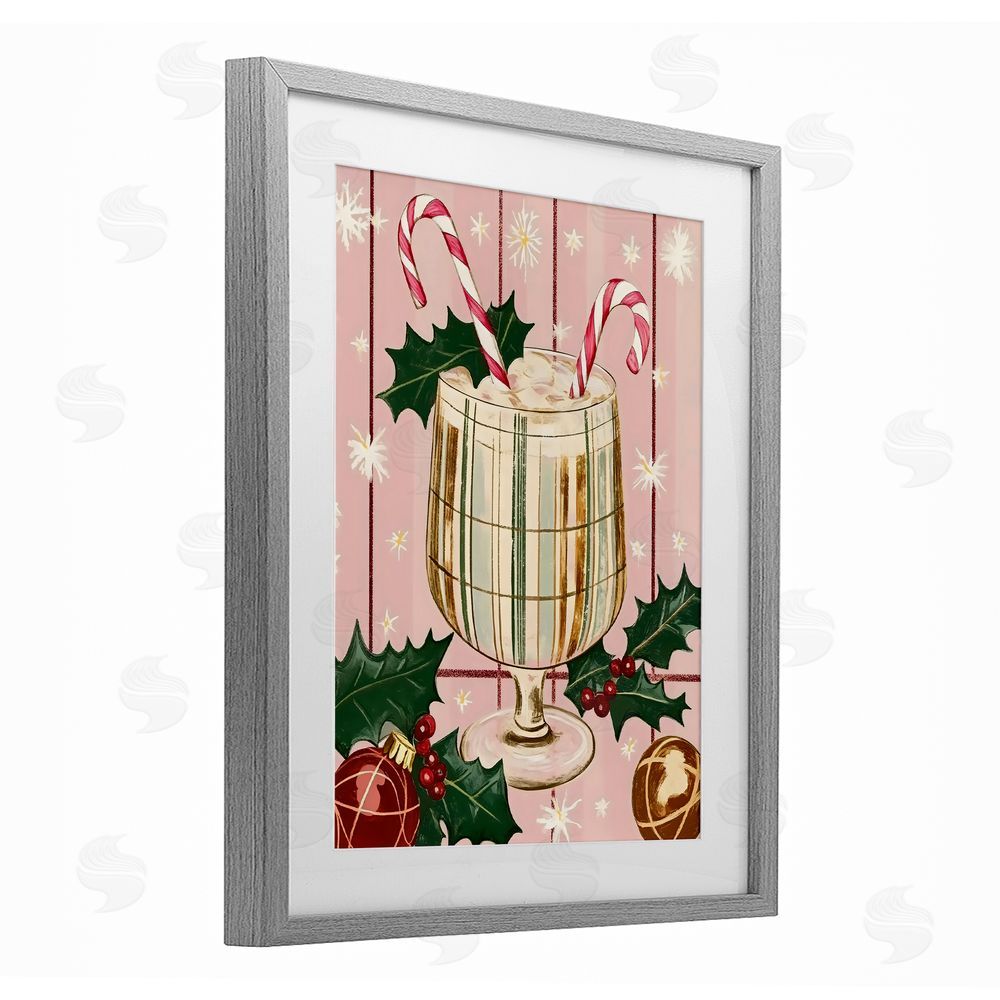 Franklyn Gregory Pastel Christmas Cocktail Gray Framed Print Under Glass with White Mat Wall Art