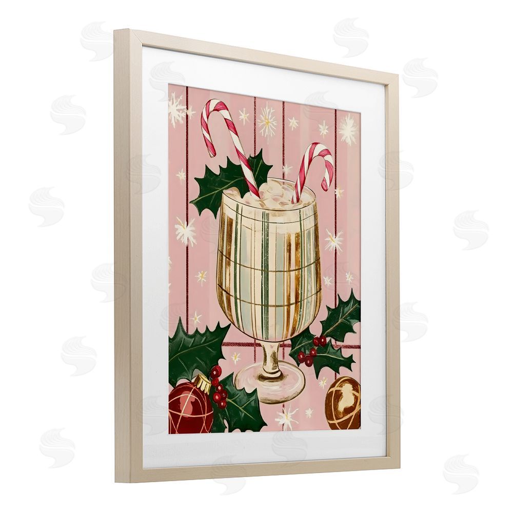 Franklyn Gregory Pastel Christmas Cocktail Birch Framed Print Under Glass with White Mat Wall Art
