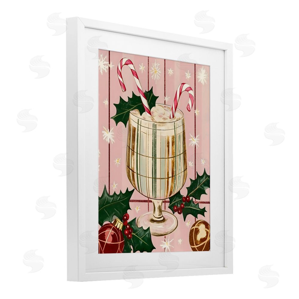 Franklyn Gregory Pastel Christmas Cocktail White Framed Print Under Glass with Mat Wall Art