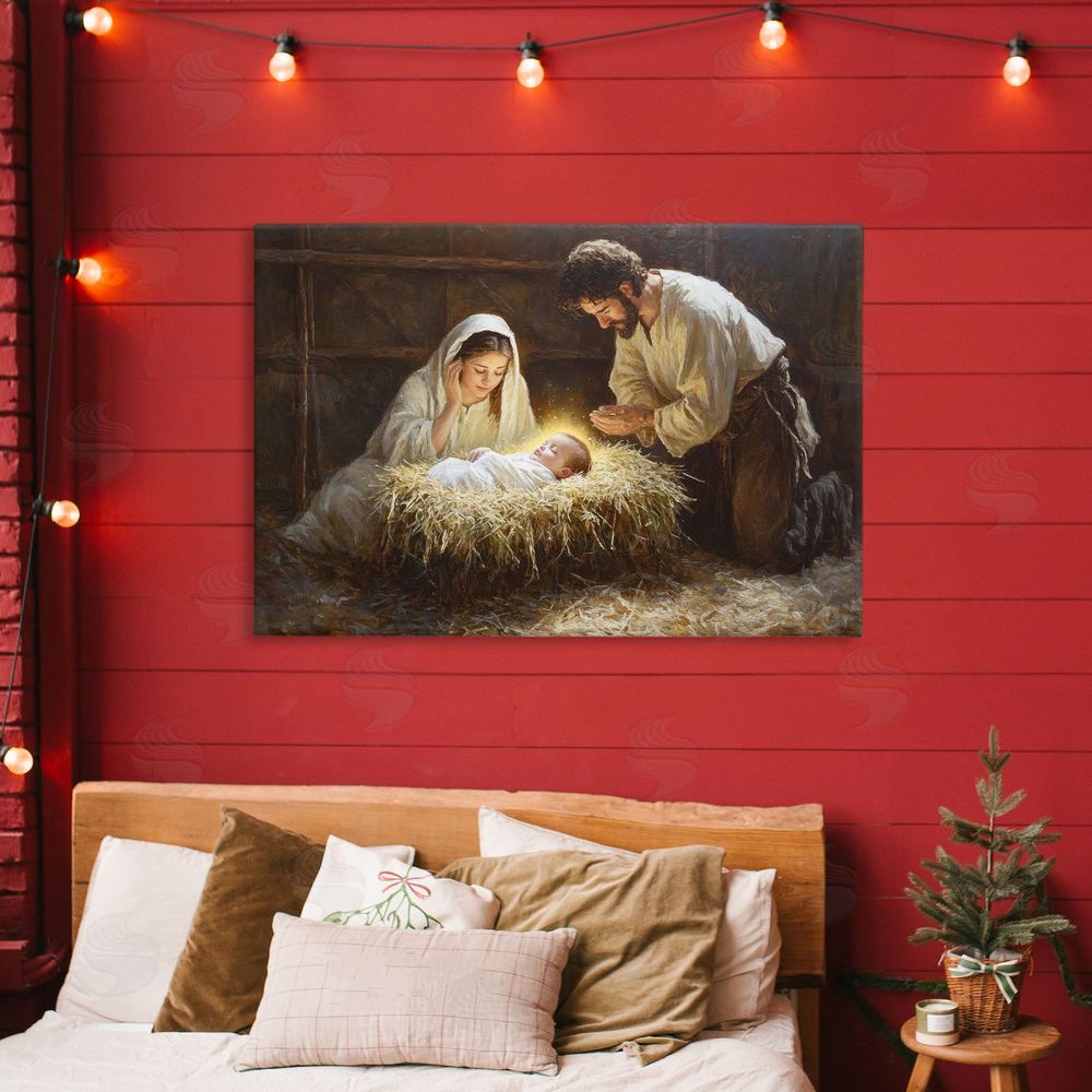 Petal Prints Design Christ Is Born Nativity Canvas Art on Wall