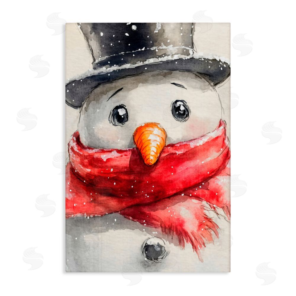 Petal Prints Design Close Up Snowman Portrait Canvas Wall Art Print