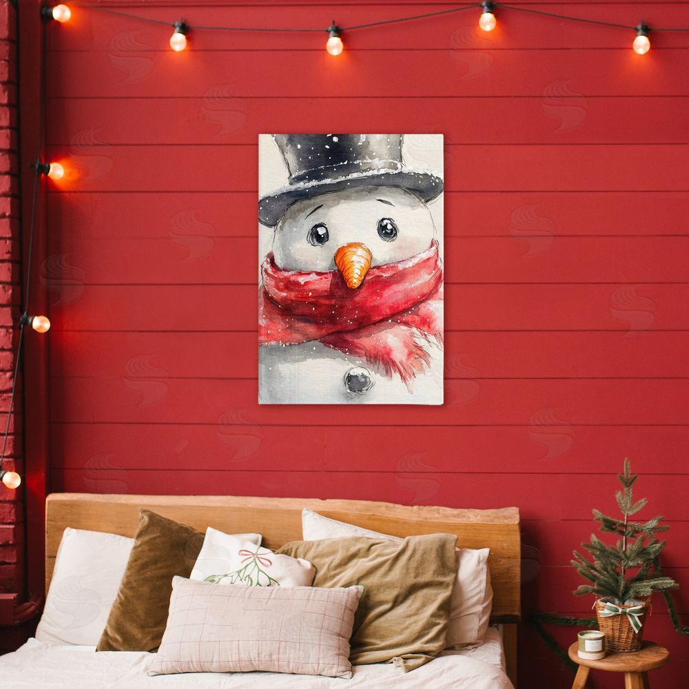 Petal Prints Design Close Up Snowman Portrait Canvas Art on Wall
