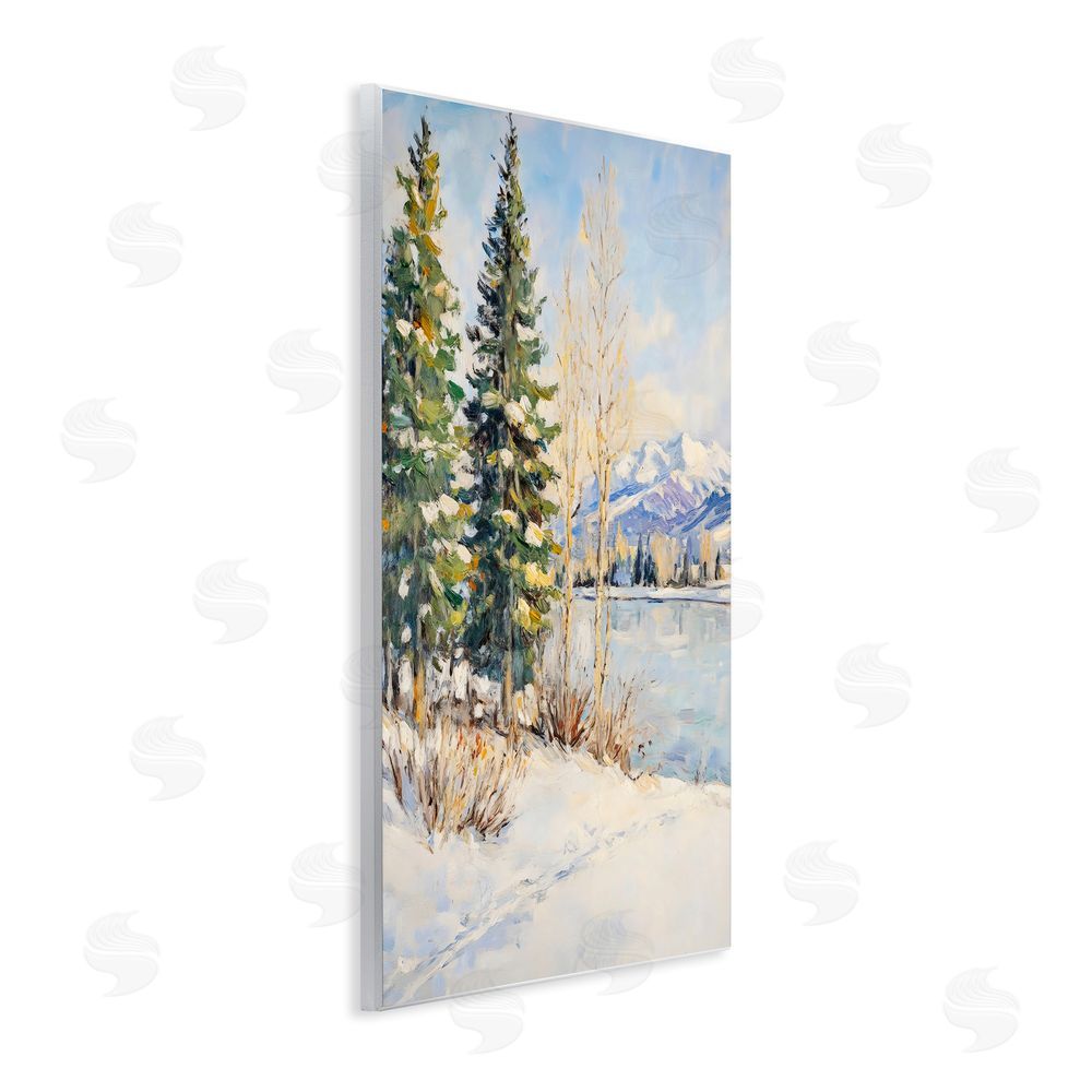 Petal Prints Design Snowy Winter Lakeside Wall Plaque Art Print